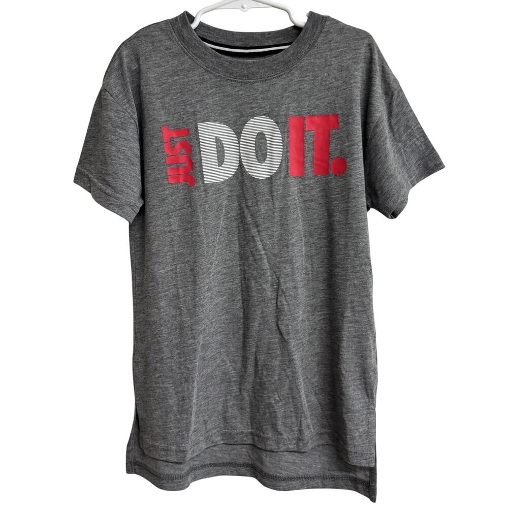 Nike Just Do It Shirt Girls Size Small S Gray Graphic Tee Short Sleeve Logo New